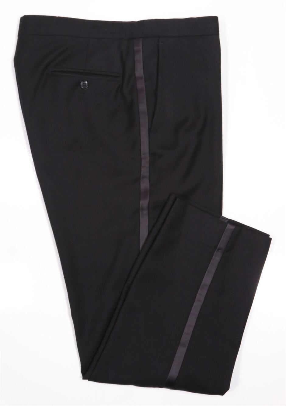 Jos A Bank Tailored Fit Black Flat Front Wool Tuxedo Formal Dress Pants 34x30
